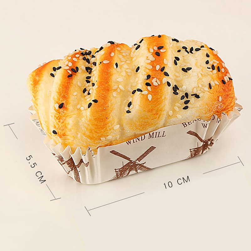 6pcs Artificial Bread Simulation Bread Model PU Long Sesame Bread