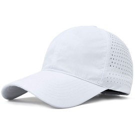 Taidor Quick Dry Baseball Cap Curved Brim Hat Laser Cut Mesh-Back Cap White XL