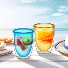 Amazing Abby - Andes - 12-Ounce Insulated Plastic Tumblers (Set of 4), Double-Wall Plastic Drinking Glasses, Mixed-Color Reusable Plastic Cups, BPA-Free, Shatter-Proof, Dishwasher-Safe