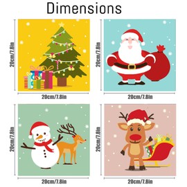 4 Packs Christmas Paint by Numbers Kits for Kids, Snowman Paint by Numbers for Age 8-12 with Frame, Easy Acrylic Watercolor Paint by Numbers Canvas Arts and Crafts for Wall Decor Holiday Gift (8x8in)