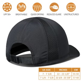 GADIEMKENSD Mens Hats Baseball Cap UPF 50+ Sun Quick Dry Lightweight Breathable Trucker Hat Outdoor Hiking Fishing Run Golf Sports Dad Mesh Hats A Go Running Hat Quick Drying for Women Mens Black XL