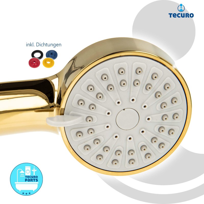 tecuro Hand Shower ew-080 Gold with 3 Functions and Anti-limescale