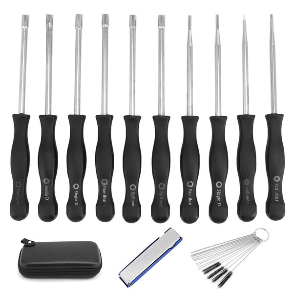QWORK® Pack of 10 Carburettor Screwdriver with Carburettor Cleaning Brush