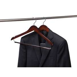 Quality Hangers Wooden Hangers Beautiful Sturdy Suit Coat Hangers with Locking Bar Mahogany (5)