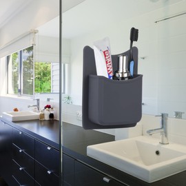 Frafuo Shower Toothbrush Holder for Bathroom-Waterproof Black Toothbrush Holders for Bathrooms Designed Holes in Bottom-Silicone Toothbrush Holder for Shower Silicone Grip Technology
