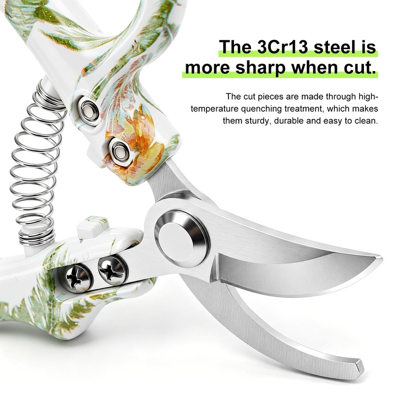 Garden Pruning Shears 2 Pack, Bypass Pruning Shears and Straight