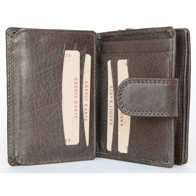 Women's Dark Bown Genuine Leather Wallet Without Any Logos or
