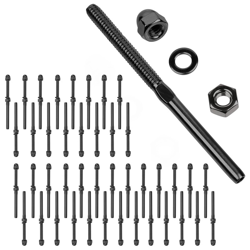CKE 50 Pack Black Cable Railing Kit Hand Swage Threaded