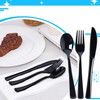 200 Count Black Plastic Forks, Heavy Duty Disposable Cutlery
