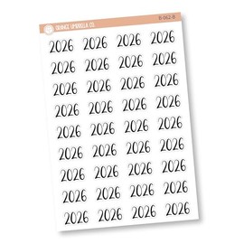 2026 Year Stickers Planner Stickers | Mini Year | F2 Black | B-062-B