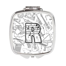 Caroline's Treasures CJ2007-RSCM Letter R Musical Note Letters Compact Mirror, Multicolor