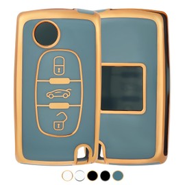 OFF WE GO OFF WE GO Autoschlssel Hlle Schlsselhlle Cover fr Peugeot 107 207 307 407 607 208 308 408 Schlsselcover Schlsselbox fr Citroen C2 C3 C4 C5 C6 C8 C-Triomphe Schlssel Schutz Geh?use, Blau Gold