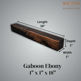 Gaboon Ebony Turning Blanks 1 x 1 x 18"