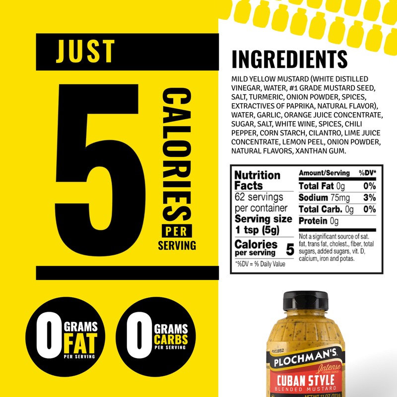 Plochman, Cuban Mustard, 11 oz, Blended Mustard