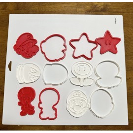 Cutters Mario cookie cutter set / set of 13 Mario Cookie Cutters And Stamps 3 Inch