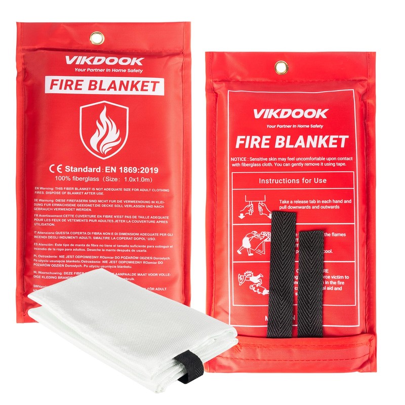 VIKDOOK Fire Blanket for Camping Grill Kitchen Emergency Fire Blanket