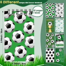 24 Pcs Sports Party Favors Soccer Mini Notepads Soccer Notebooks for Kids Spiral Journal Notebooks Teacher School Classroom Reward Supplies for Teens Boys Girls First Day Back to School