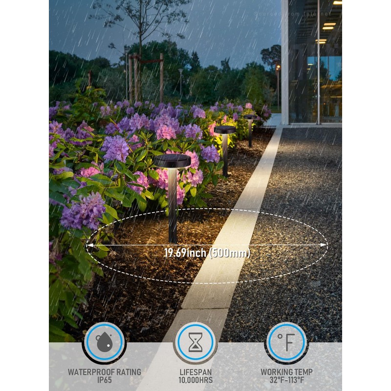 LEONLITE 12-Pack 2CCT Solar Powered Path Lights, 50/100% Dimmable, Auto