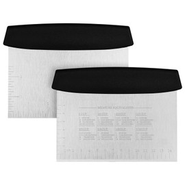 Vaincre Vaincre Bench Dough Scraper Cutter - 2PCS 6" Stainless Steel Chopper Baking Scraper Spatula with Measuring Scale, Bench Chopping Knife, Kitchen Cooking Utensils Tool for Pastry, Food, Bread