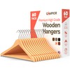 Natural Wooden Hangers 60 Pack – Heavy-Duty with 360° Swivel