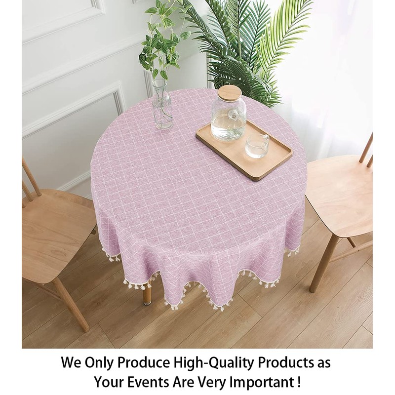 Round Tablecloth Cotton Linen Tablecloth Wrinkle Free Dust-Proof Table Cloth