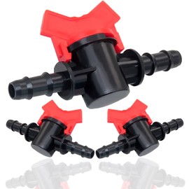 JoyTube 1/4" Drip Irrigation Switch Valve, Barbed Ball Valve for Garden Drip Irrigation Aquarium (3 Pcs)