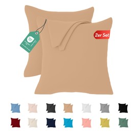 Livessa Set of 2 Pillowcases, 40 x 40 cm, Made of 100% Cotton Jersey Fabric – Concealed Zip, Pillowcase, 40 x 40 cm, pillowcase, Ultra-Soft and Breathable, Oeko-Tex Certified
