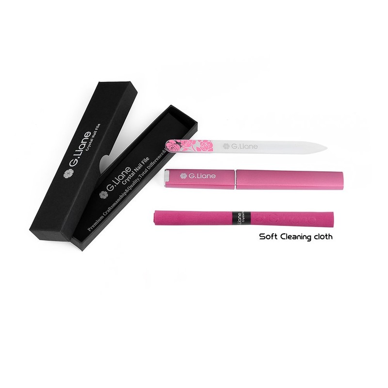G.Liane Glass Nail File, Double Sided, Nail File with Case,