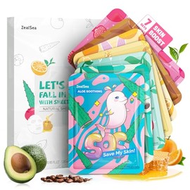 ZealSea Face Mask Skincare Facial Sheet Mask Spa Gifts for Kids Girls Women | 7Days Variety Self Care Set, Deep Hydrating & Glow, Gentle on All Skin T