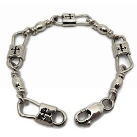 ACTS Bracelet Fishers Of Men .925 Sterling Silver Extra Large Link, Budded Cross Design