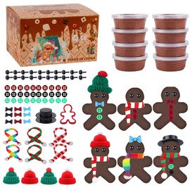 8Pack Christmas Gingerbread Man DIY Crafts Kit - Air Dry Clay Gingerbread Crafts for Kids - Creative Air Dry Clay Modeling Indoor Decorations - Kids Gingerbread Man Gift for School Winter Party