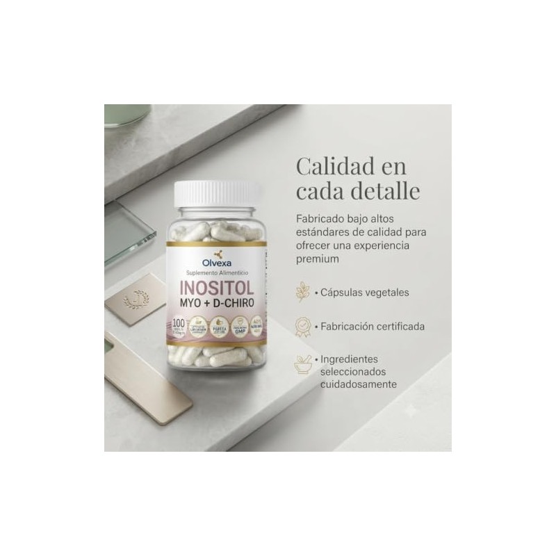 INOSITOL myo inositol y d-chiro 40:1, 500 mg, 100 Cápsulas,