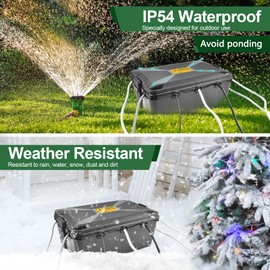 NineLeaf IP54 1PK Extra Large Outdoor Box w/ 7 Cable Seal Entry, Bundle w/ 2 Small Weatherproof Extension Cord Safety Cover, Protect Power Strip, Timer Outlet Plug, Christmas Decoration, Black