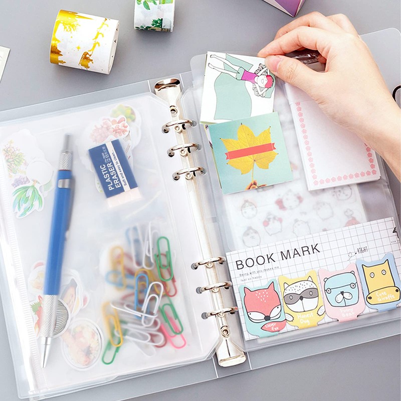A6 Ring Binder Notebook with 20Pcs Plastic Binder Envelopes Binder