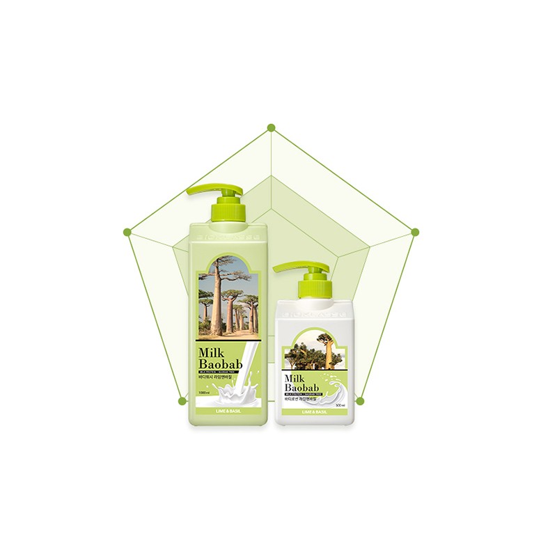 Milk Baobab Body Wash Lime & Basil, 1L, 1 piece