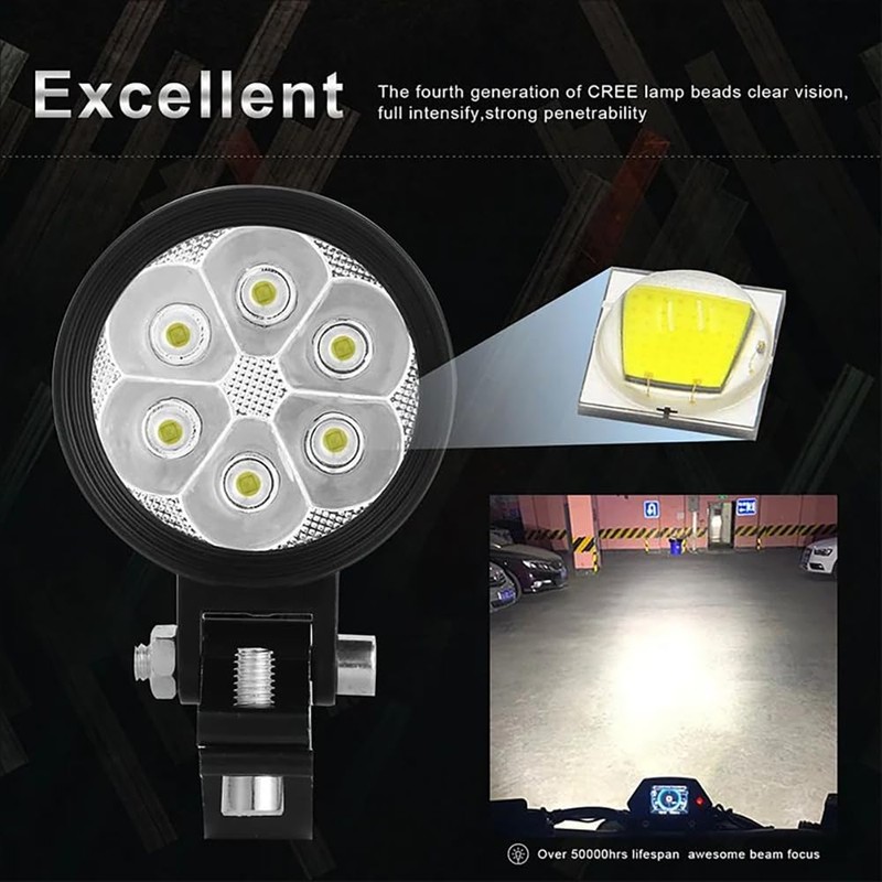 RATSTONE Additional Motorcycle Headlights, 2 Pieces LED Motorcycle Headlights, Motorcycle