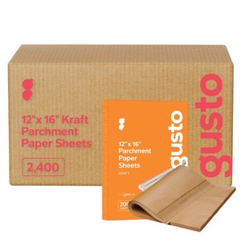 Comfy Package [Case of 2,400] 12 x 16 Inch Pre-Cut Parchment Paper Baking Sheets, Non-Stick, Unbleached, Parchment Paper Sheets for Baking & Cooking - Kraft
