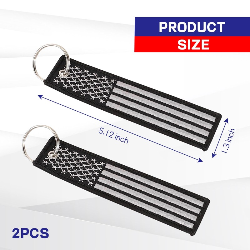 Hovom 2PCS American Flag Key Chain, Patriotic USA Flag Keychain