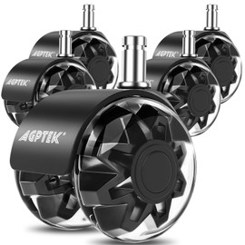 Office Chair Casters Universal Fit 2" Heavy Duty Caster Wheels Dual Wheels Safe Roller Wheel Replacement for Hardwood Floors Mat Carpet Tile, Set of 5