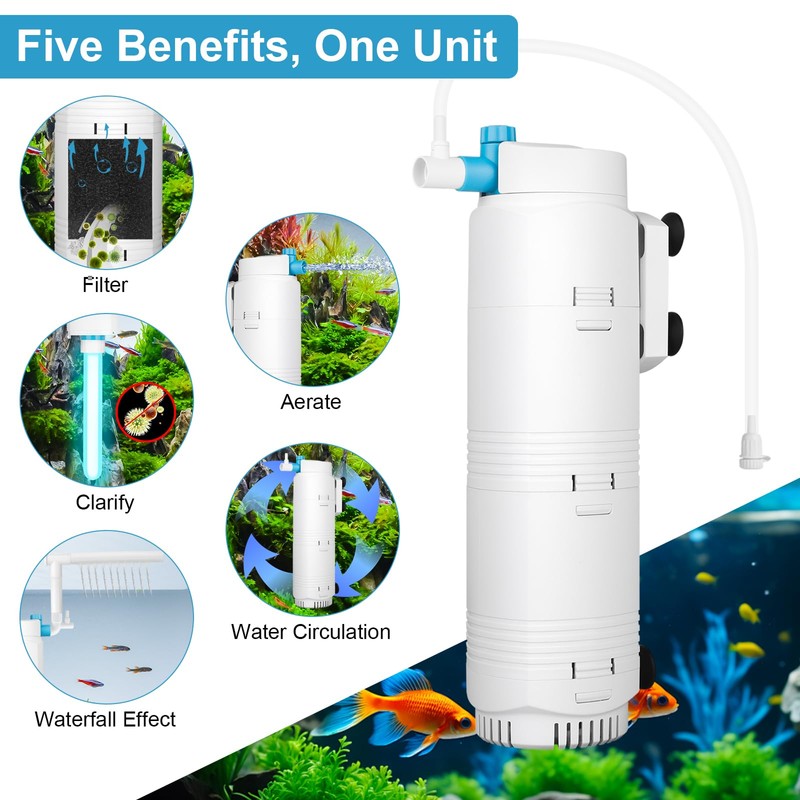 DESUMG Aquarium U-V Filter with Programmable Timer for 40–160 Gallon