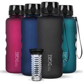 720°DGREE 'uberBottle' softTouch Water Bottle 1.5 L + Fruit Container, BPA-Free, Water Bottle for Gym, Fitness, Outdoor, Hiking, XL Tritan Sports Bottle: Large, Lightweight, Shockproof, Reusable