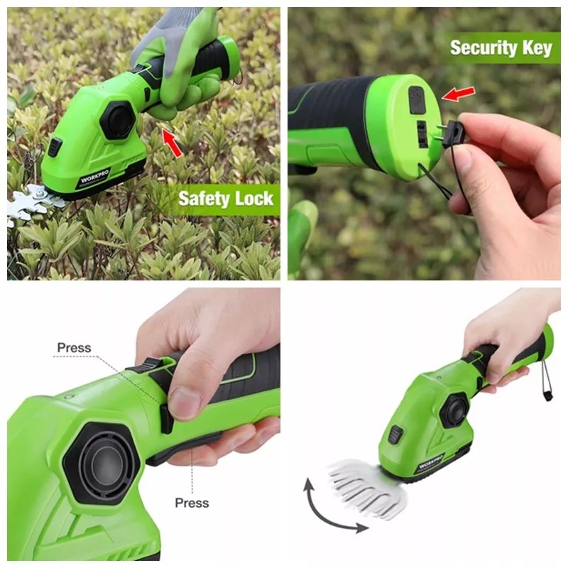 WORKPRO 7.2V 2-IN-1 2.0A Cordless Grass Shear Shrubbery Trimmer Electric