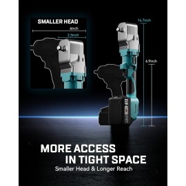 unbrand Seesii High Torque Impact Wrench Battery Cordless Brushless Ratchet Wrench - 1/2inch-220Ft-bs(300N.m)