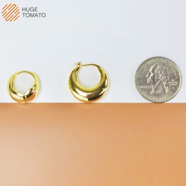 Huge Tomato Chunky Gold Hoop Earrings 18K Gold Plated Hoop Earrings Chunky Huggie Earring for Women, Minimalist Jewelry Gift