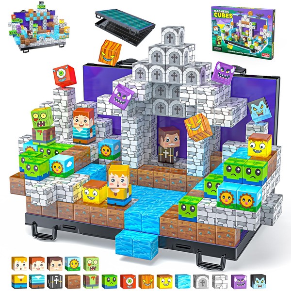 Magnetic Blocks, Magnetic Building Blocks for Kids, Stacking Magnet Cubes