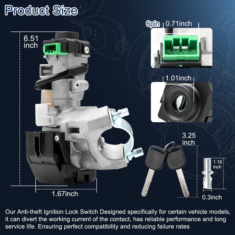 Ignition Assembly - Ignition Lock Cylinder & Housing with 2