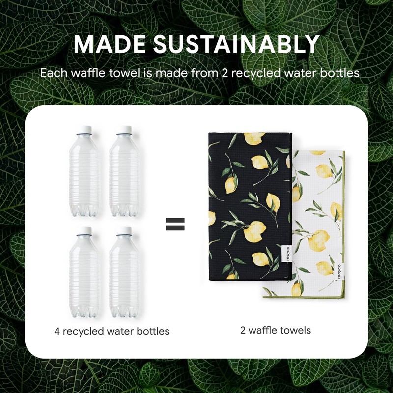 RECYCO Waffle Kitchen Towel Set of 2 - Quick Dry