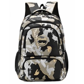7Trees Backpack for Boys, Student Camouflage Backpack, Kids School backpack Large Capacity Schoolbag for Children (Khaki)