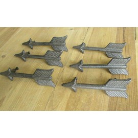 Cast Iron Antique Style Durable 6 Arrow Pulls Handles Hardware Knobs Rustic Cabinet Door Handle Grasp