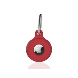 AirTag-Halter, Schlüsselanhänger-Hülle, 1 Stück, weiche und stabile Silikon-Tracker-Abdeckung für Air-Tag, leicht, kratzfest, staubdicht, an Schlüsseln, Haustierhalsband, Koffer und Taschen – Rot